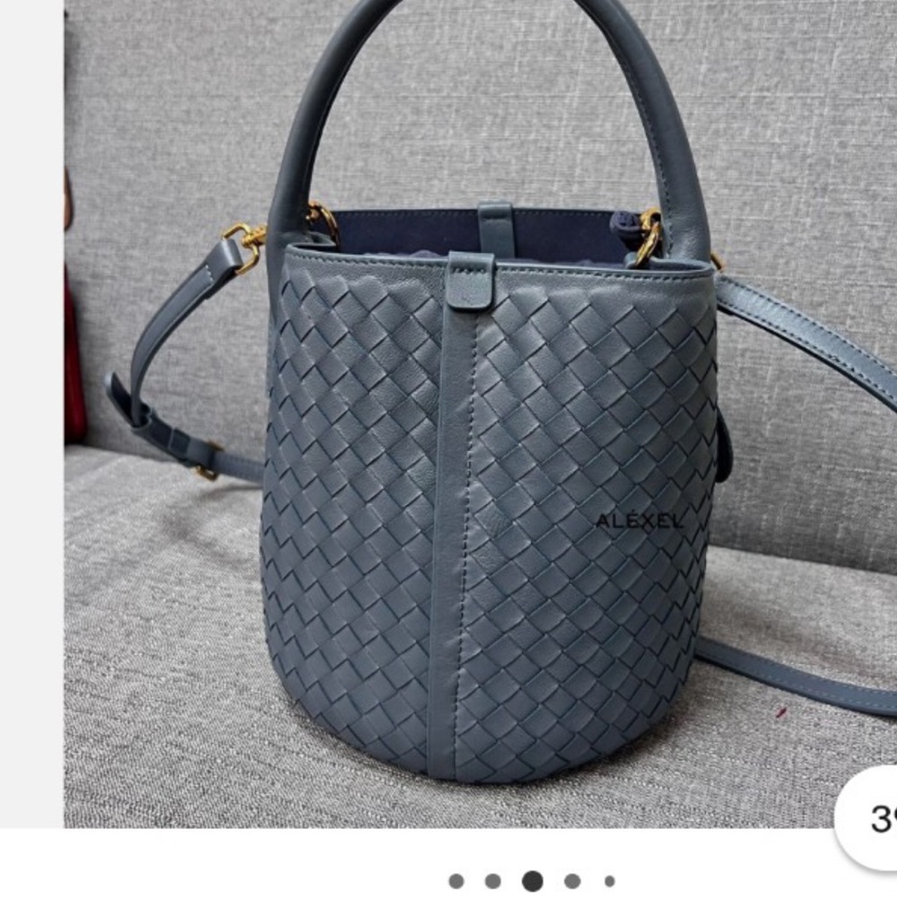 Blue Woven Bucket Bag